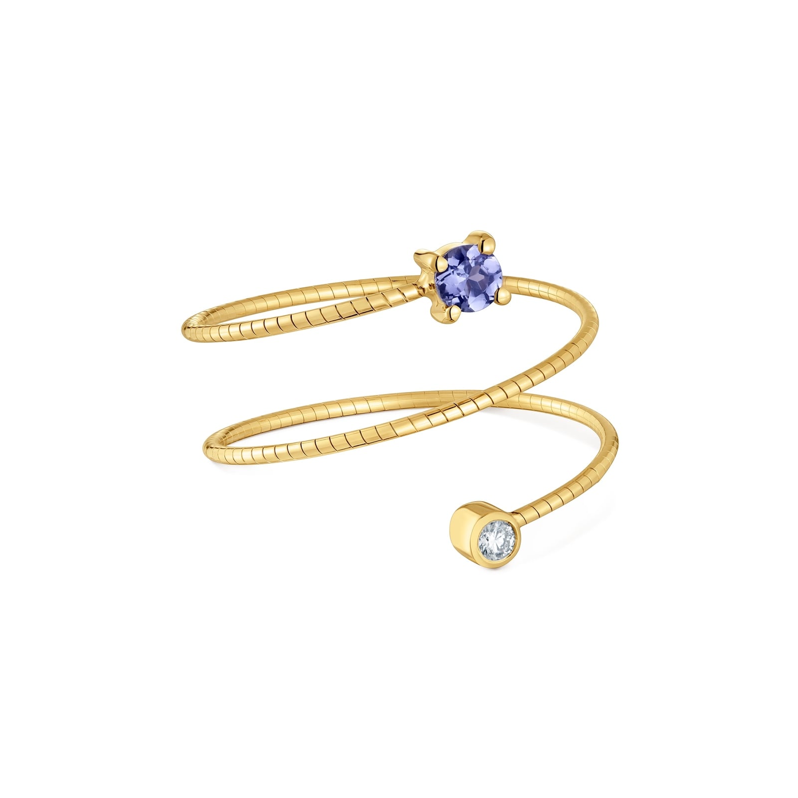 ANILLO ABIERTO DE ORO 9 KT, TITANIO, DIAMANTE Y TANZANITA TOUS BUCLE - 1