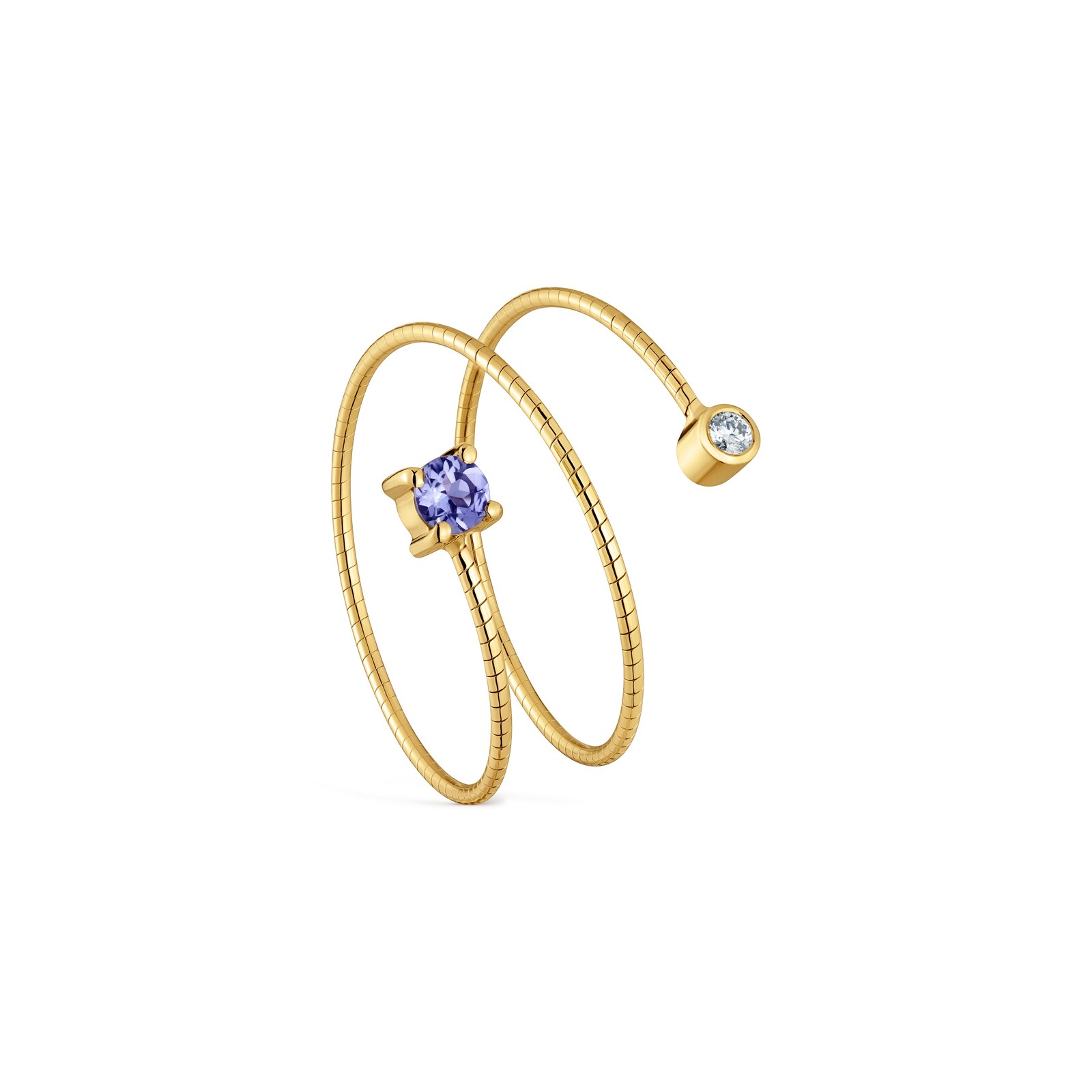 ANILLO ABIERTO DE ORO 9 KT, TITANIO, DIAMANTE Y TANZANITA TOUS BUCLE - 3
