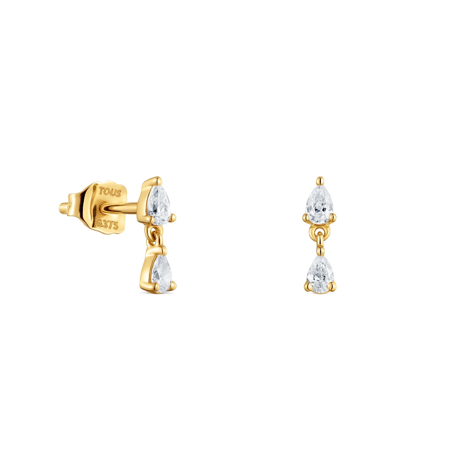 ARETES CORTOS DE ORO 9 KT Y DIAMANTES CREADOS LAB. TOUS IRISÉ LGD - 1