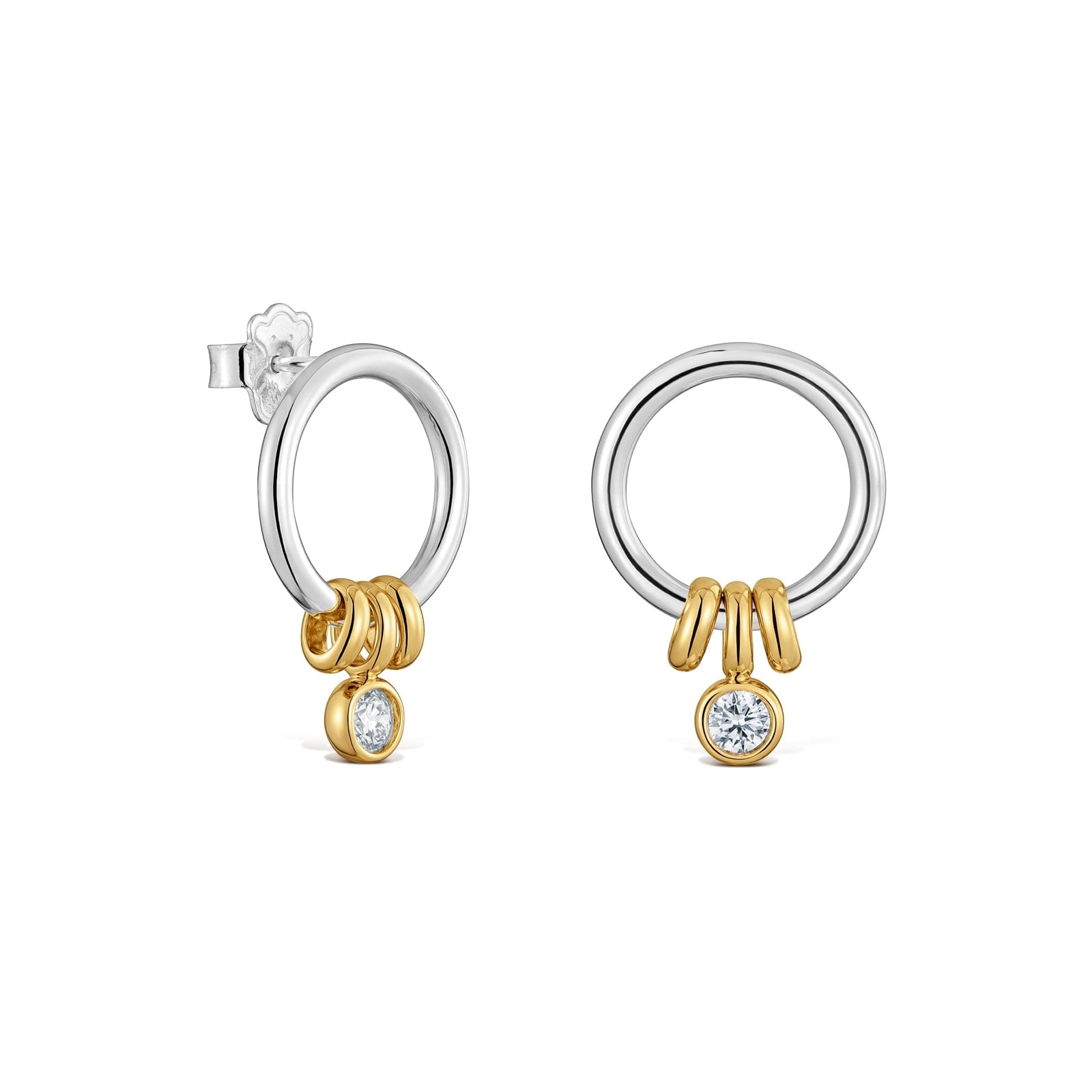 ARETES DE PLATA Y DIAMANTES CREADOS LAB. TOUS STRAIGHT LGD - 1