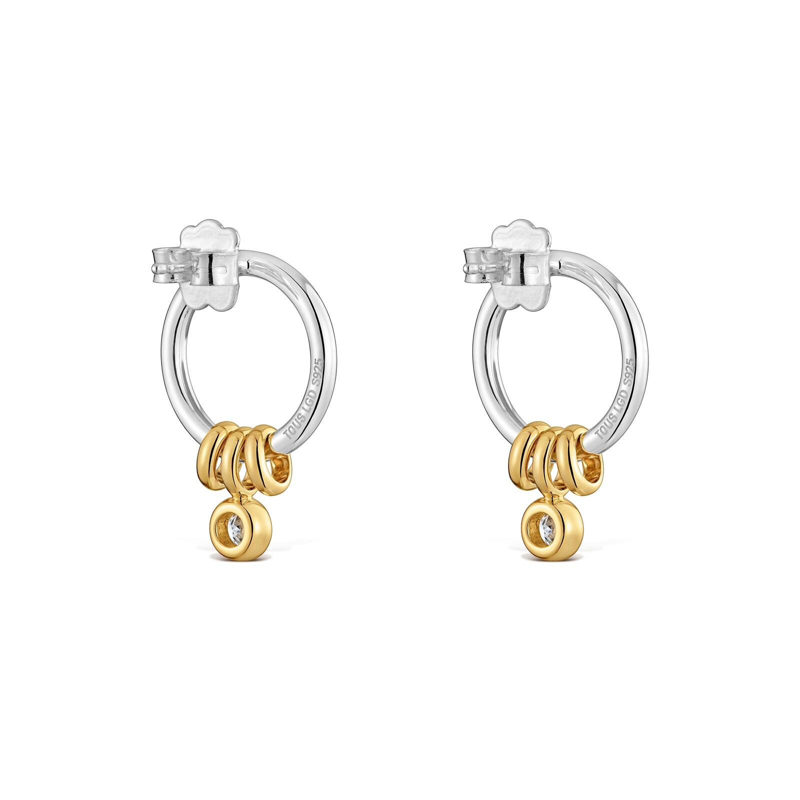 ARETES DE PLATA Y DIAMANTES CREADOS LAB. TOUS STRAIGHT LGD - 2