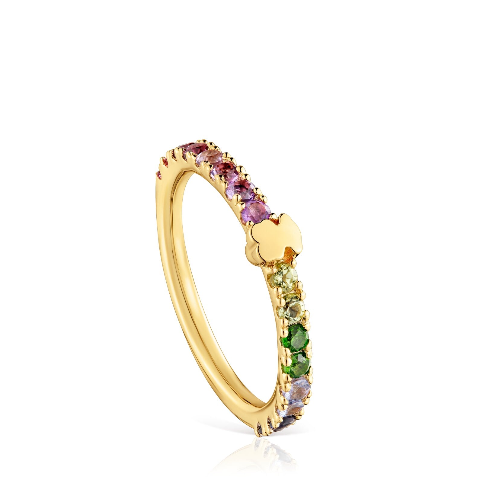 ANILLO CON BAÑO DE ORO 18 KT SOBRE PLATA Y GEMAS TOUS STRAIGHT - 1