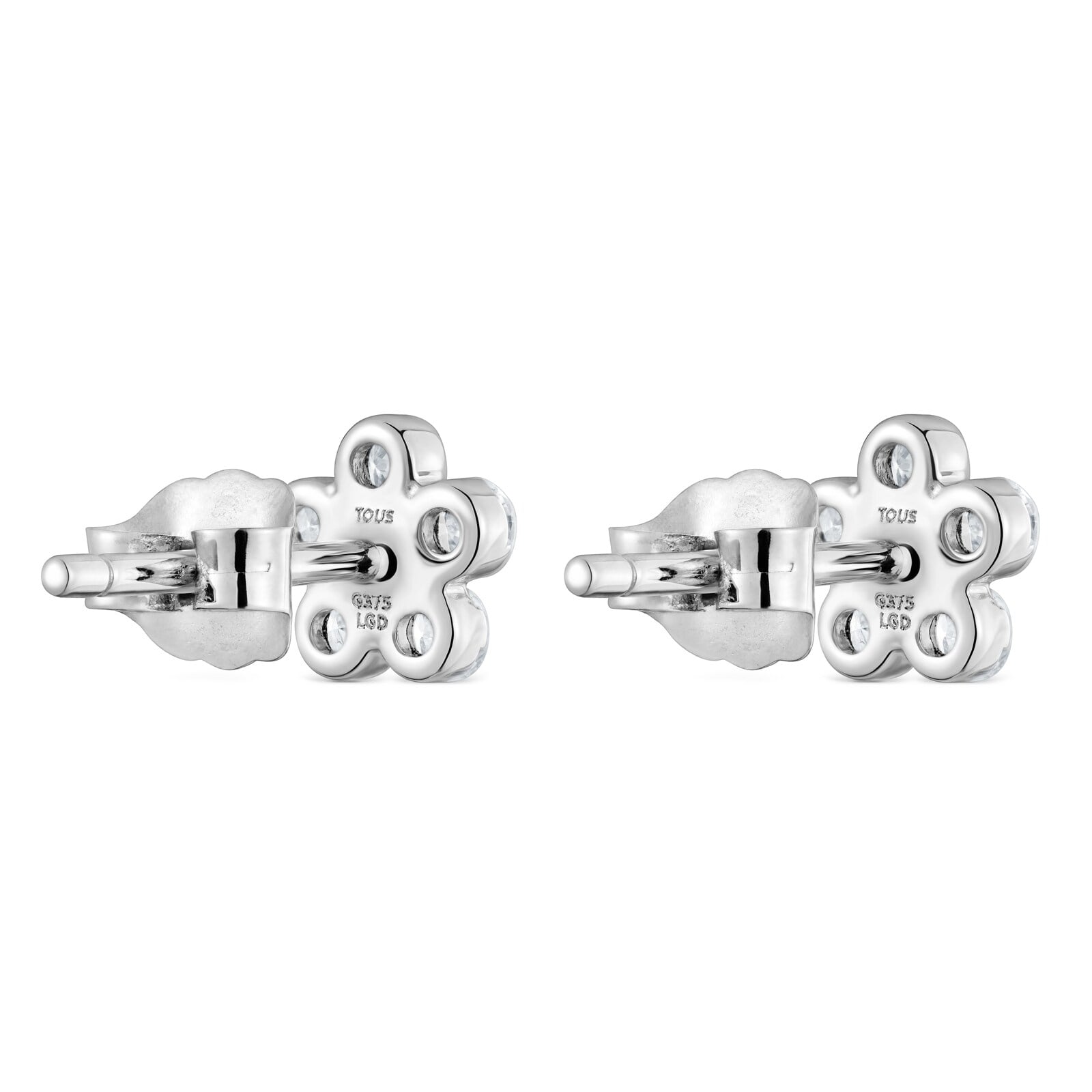 ARETES FLOR DE ORO BLANCO 9 KT Y DIAMANTES EN LAB TOUS IRISÉ LGD - 3