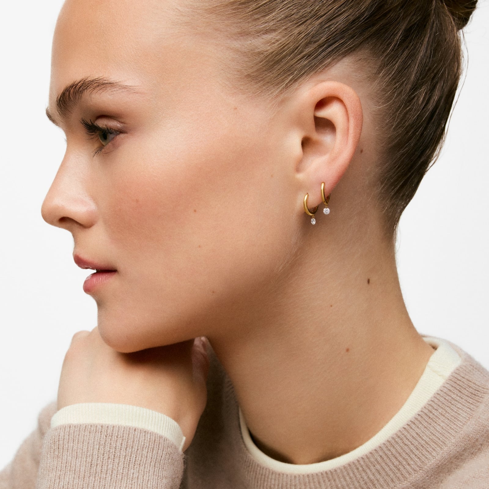 ARETES ARO DE ORO 9 KT Y DIAMANTE EN LAB. TOUS IRISÉ LGD - 5