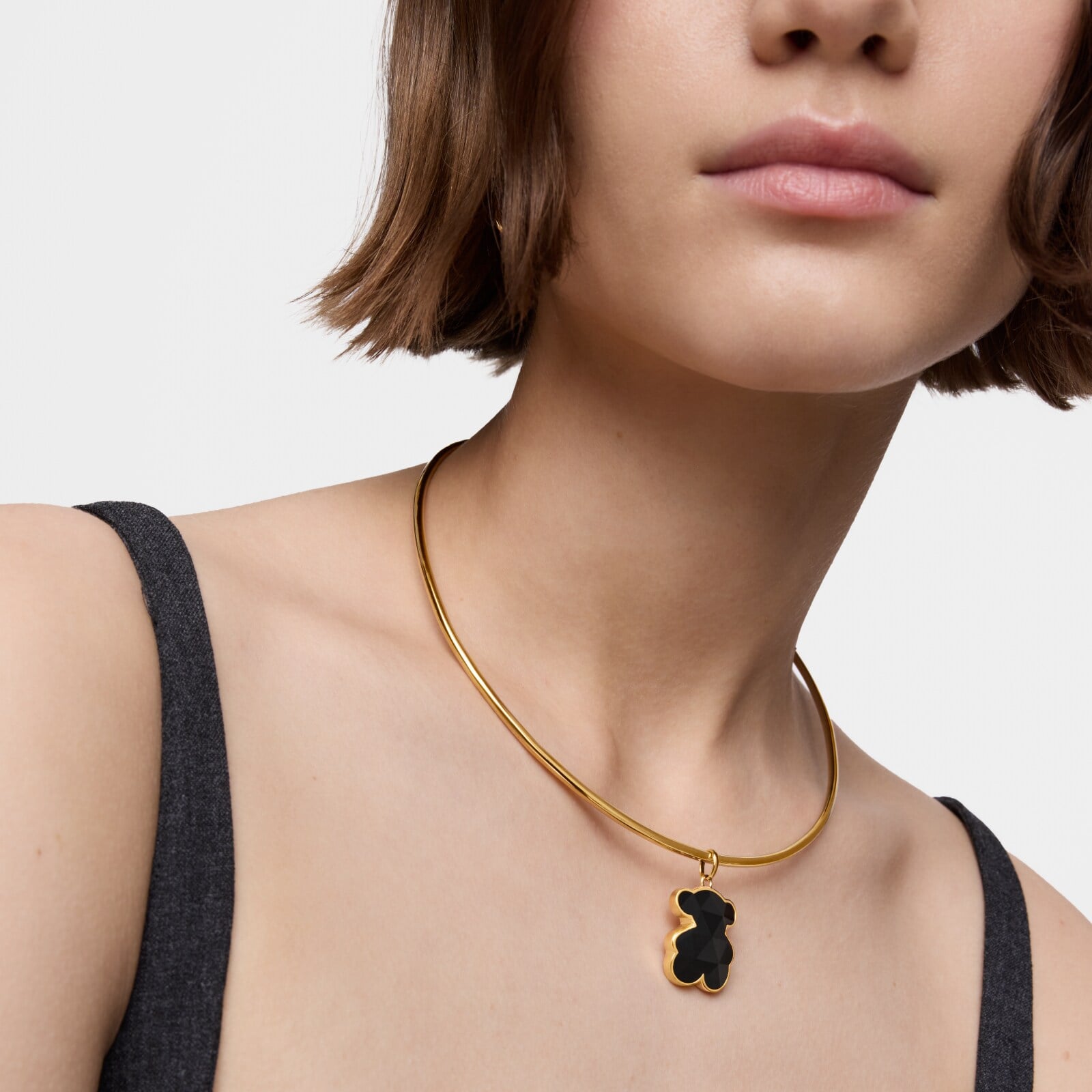 COLGANTE DIJE MEDIANO CON BAÑO DE ORO 18 KT TOUS Y OSO ÓNIX ICON COLOR - 4