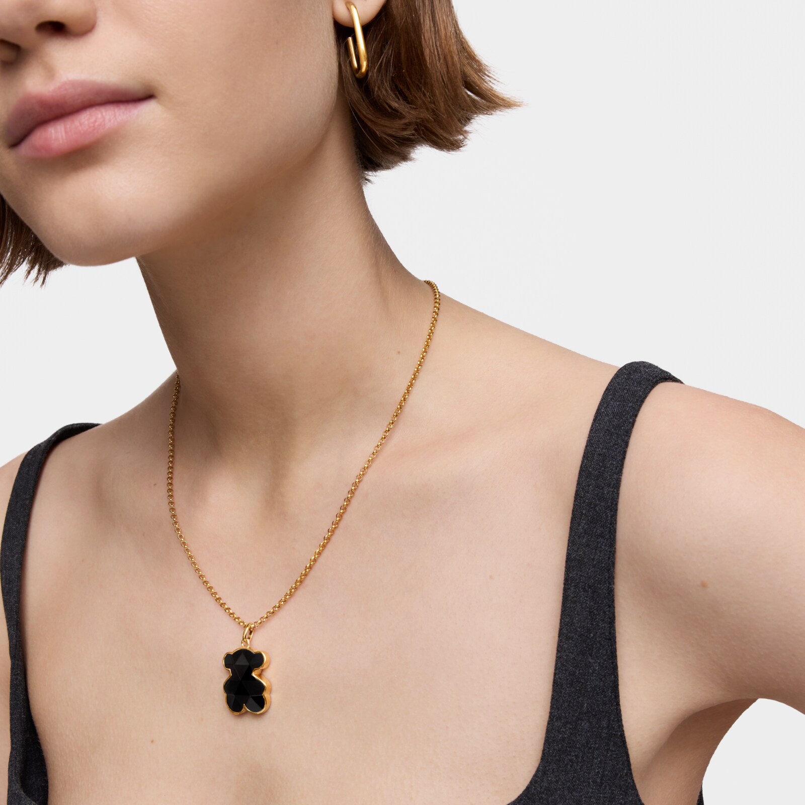 COLGANTE DIJE MEDIANO CON BAÑO DE ORO 18 KT TOUS Y OSO ÓNIX ICON COLOR - 5