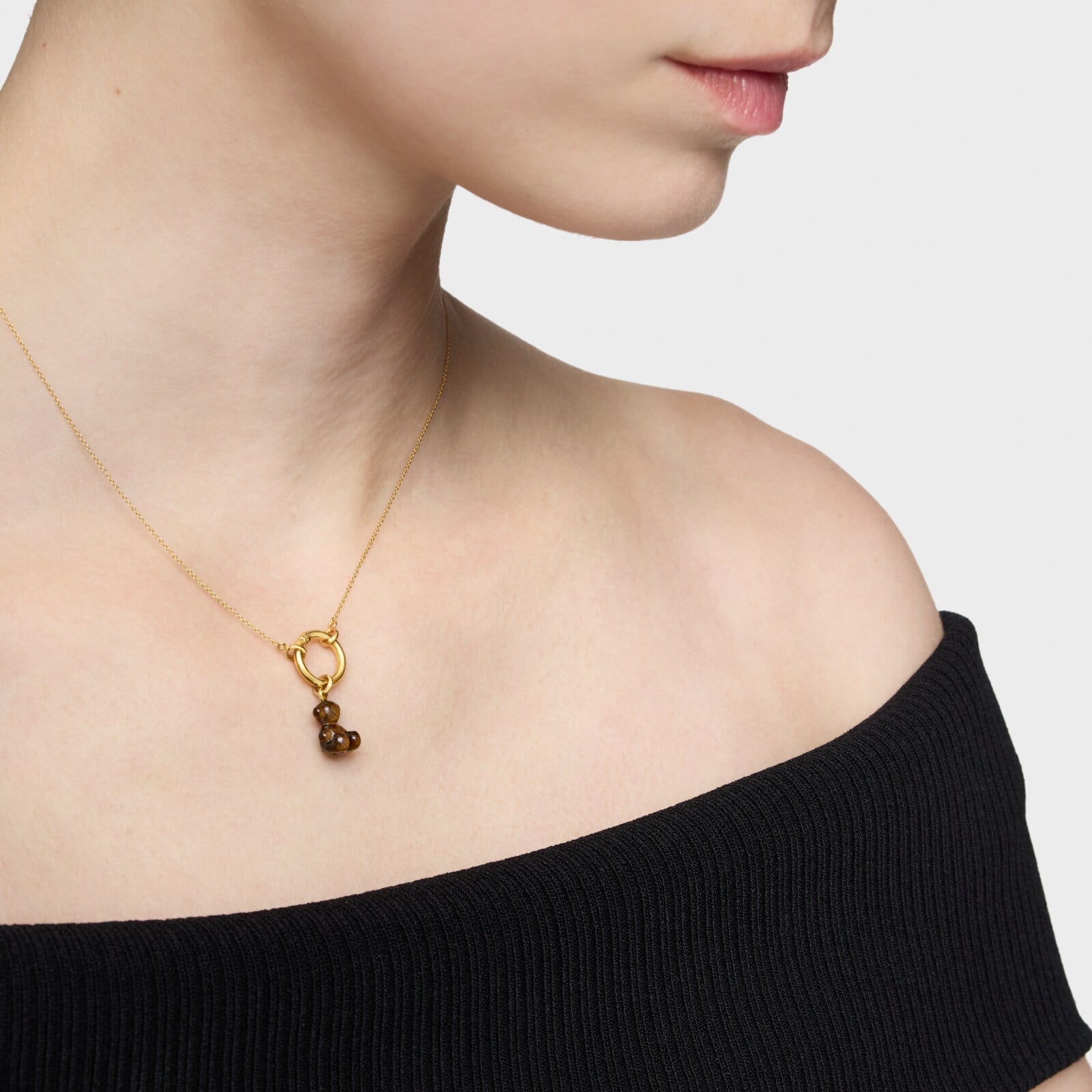 DIJE OSO PEQUEÑO CON OJO DE TIGRE Y ORO 14 KT BOLD BEAR - 4