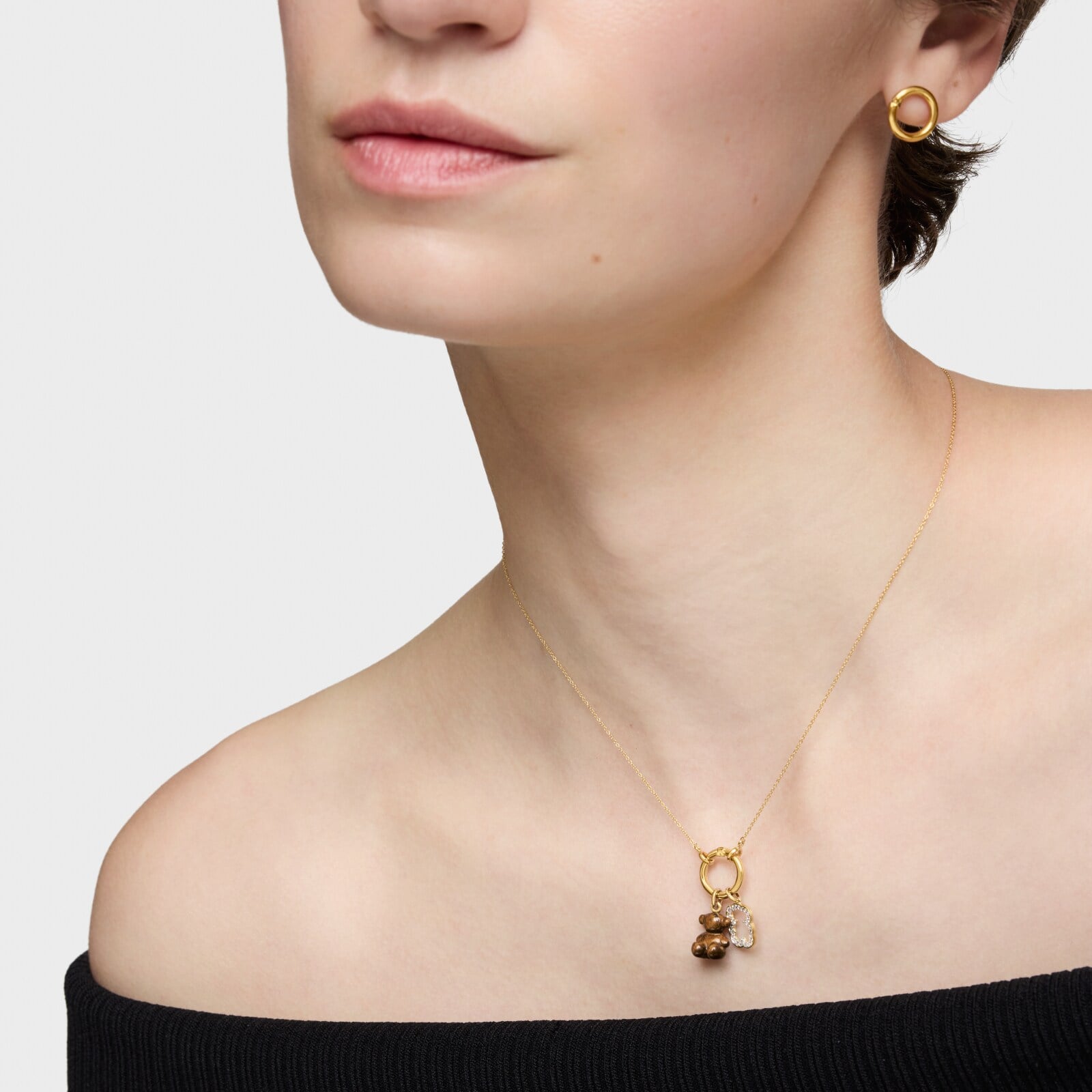 DIJE OSO PEQUEÑO CON OJO DE TIGRE Y ORO 14 KT BOLD BEAR - 5