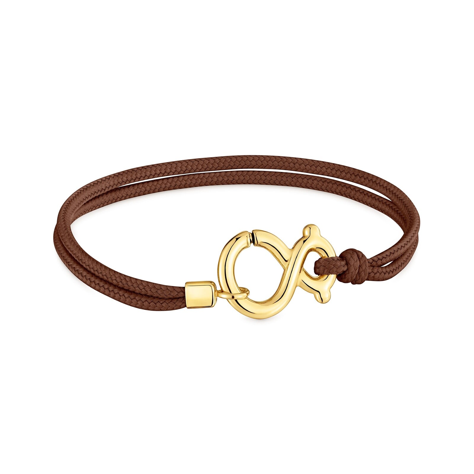 PULSERA CON BAÑO DE ORO 18 KT CORDÓN MARRÓN TOUS INFINITY - 1