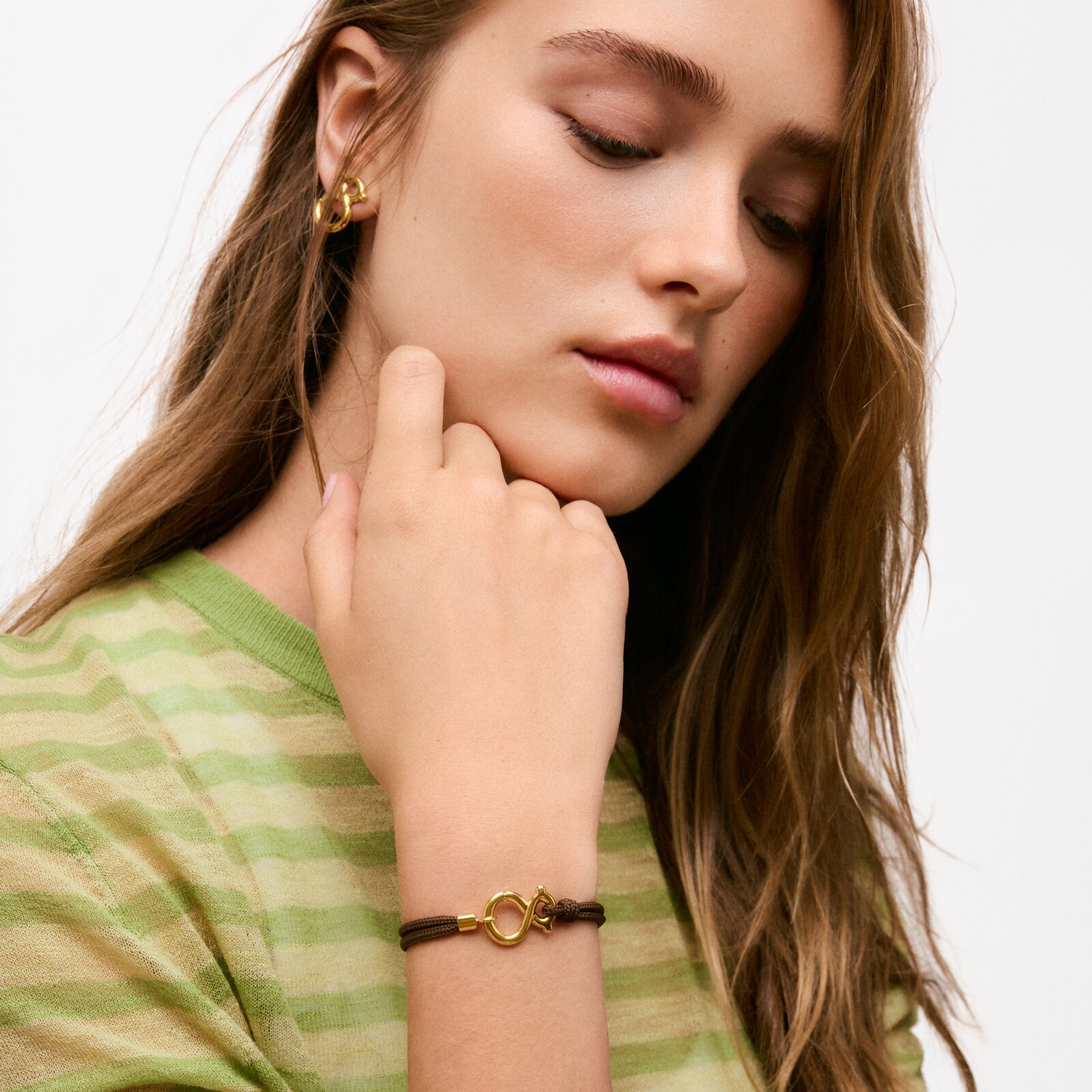 PULSERA CON BAÑO DE ORO 18 KT CORDÓN MARRÓN TOUS INFINITY - 5