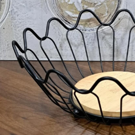 FRUTERO DISEÑO FLOR CON BASE DE MADERA - 3