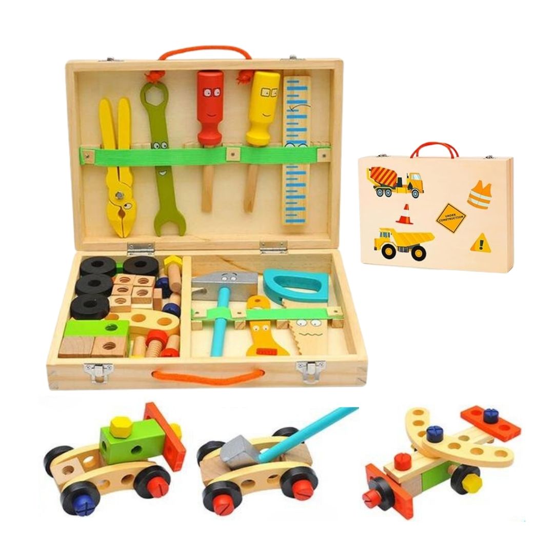 KIT INFANTIL HERRAMIENTAS ANIMADAS DE MADERA - 1