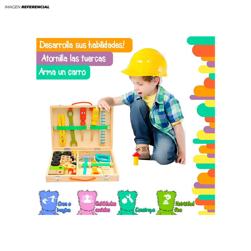 KIT INFANTIL HERRAMIENTAS ANIMADAS DE MADERA - 3