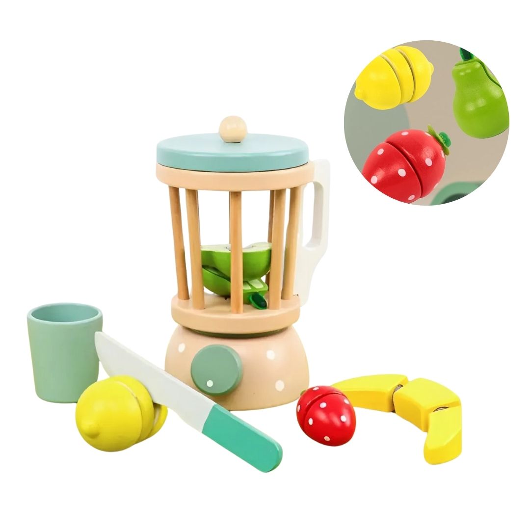 LICUADORA INFANTIL CON FRUTAS COLORIDAS DE MADERA - 1