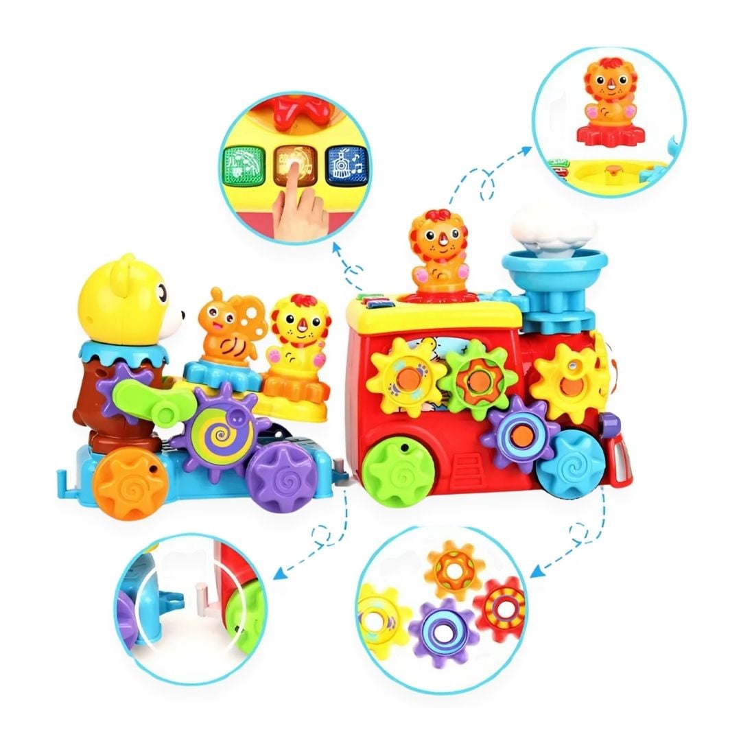 JUGUETE BEBÉ TREN GRANDE INFANTIL ENGRANAJES LUCES SONIDOS - 2