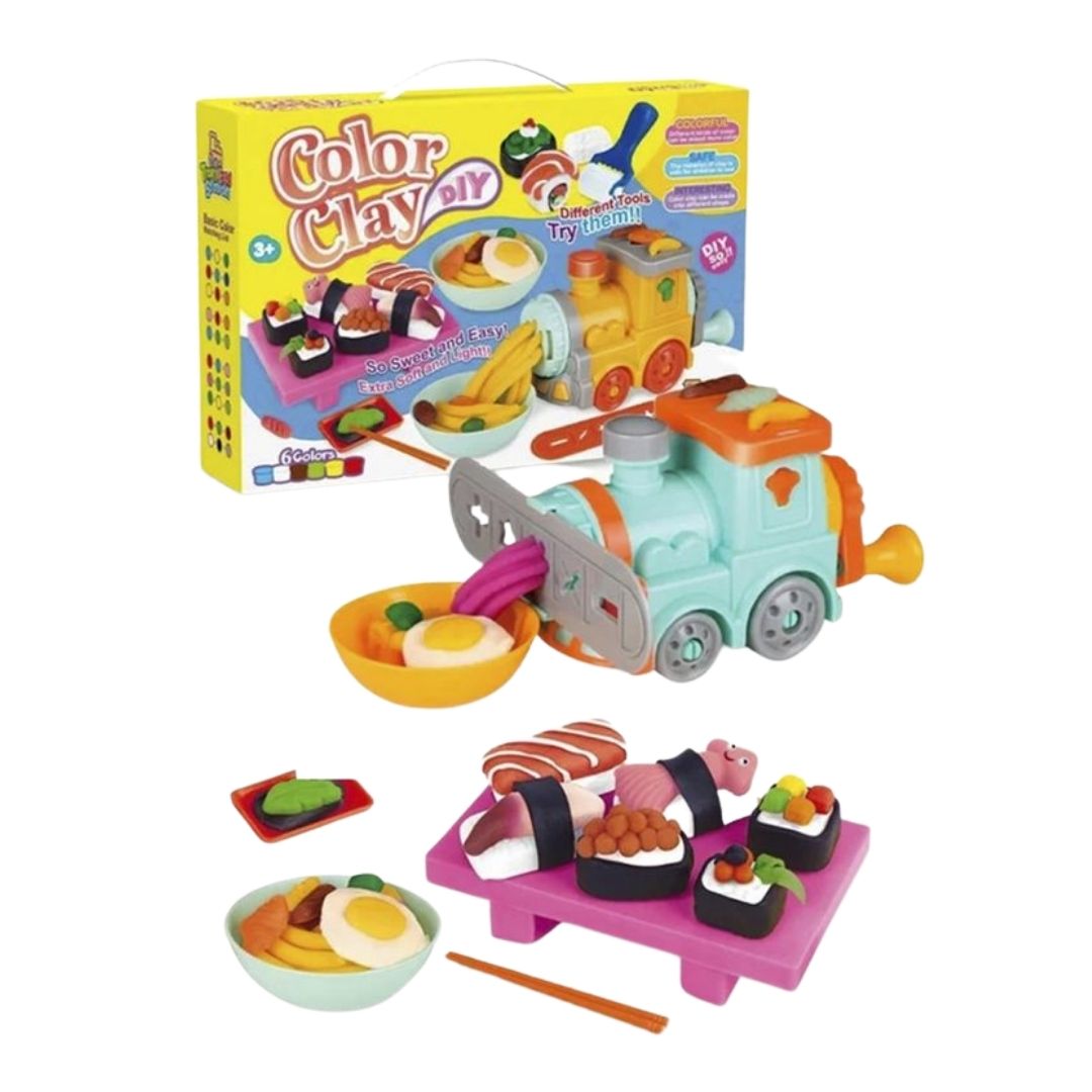 SET JUEGO DIDÁCTICO PLASTILINAS TRENCITO MÁQUINA FIDEOS - 1