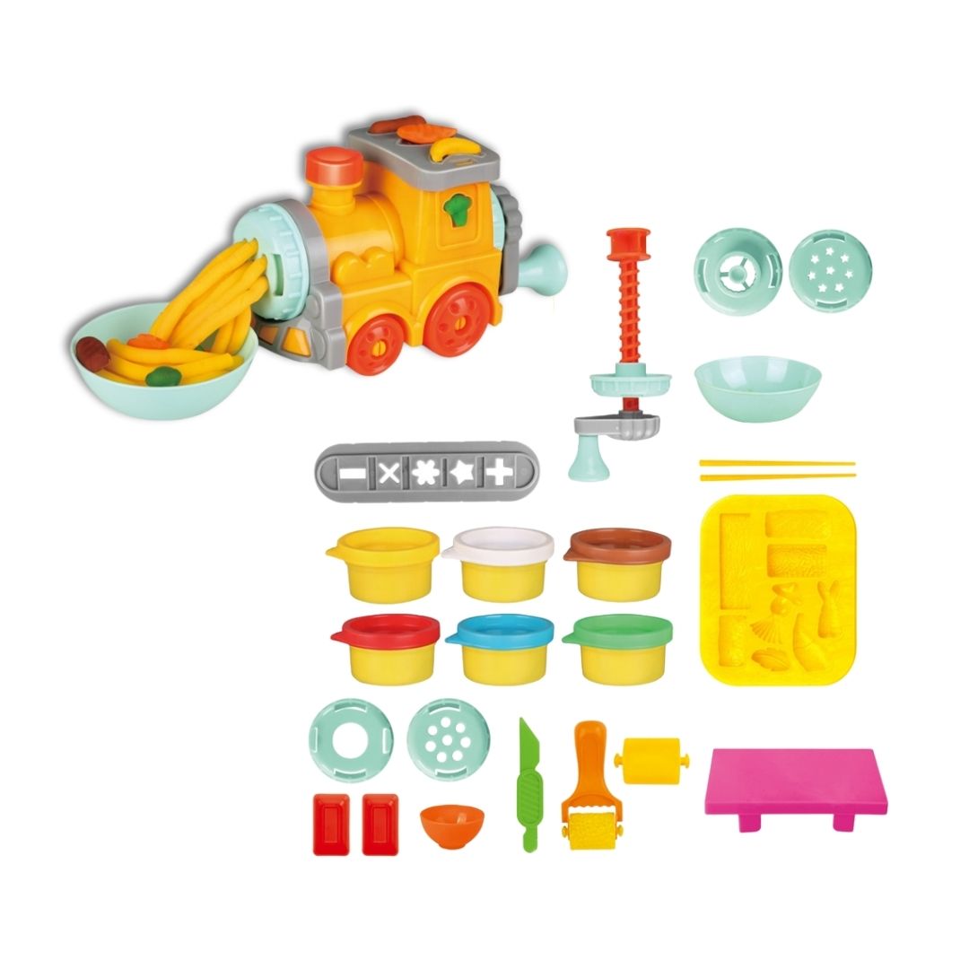 SET JUEGO DIDÁCTICO PLASTILINAS TRENCITO MÁQUINA FIDEOS - 2