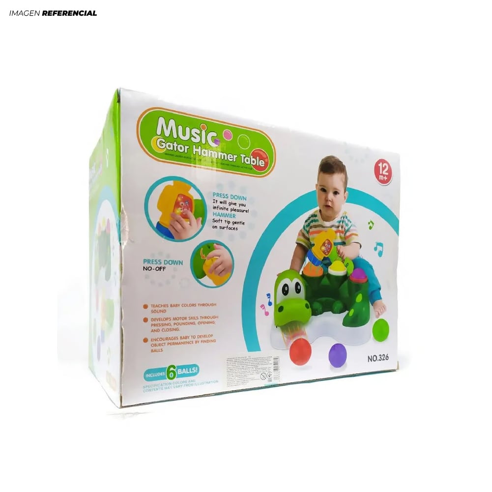 JUEGO ESTIMULACIÓN DIDÁCTICO COCODRILO LUZ MÚSICA BEBÉ - 2