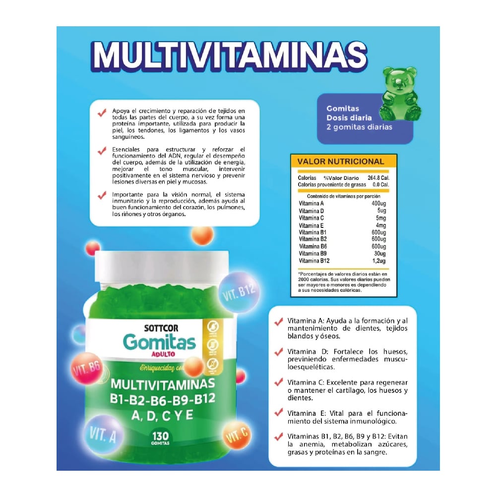MULTIVITAMINAS PARA ADULTOS 130 GOMITAS 02 UNIDADES - 2