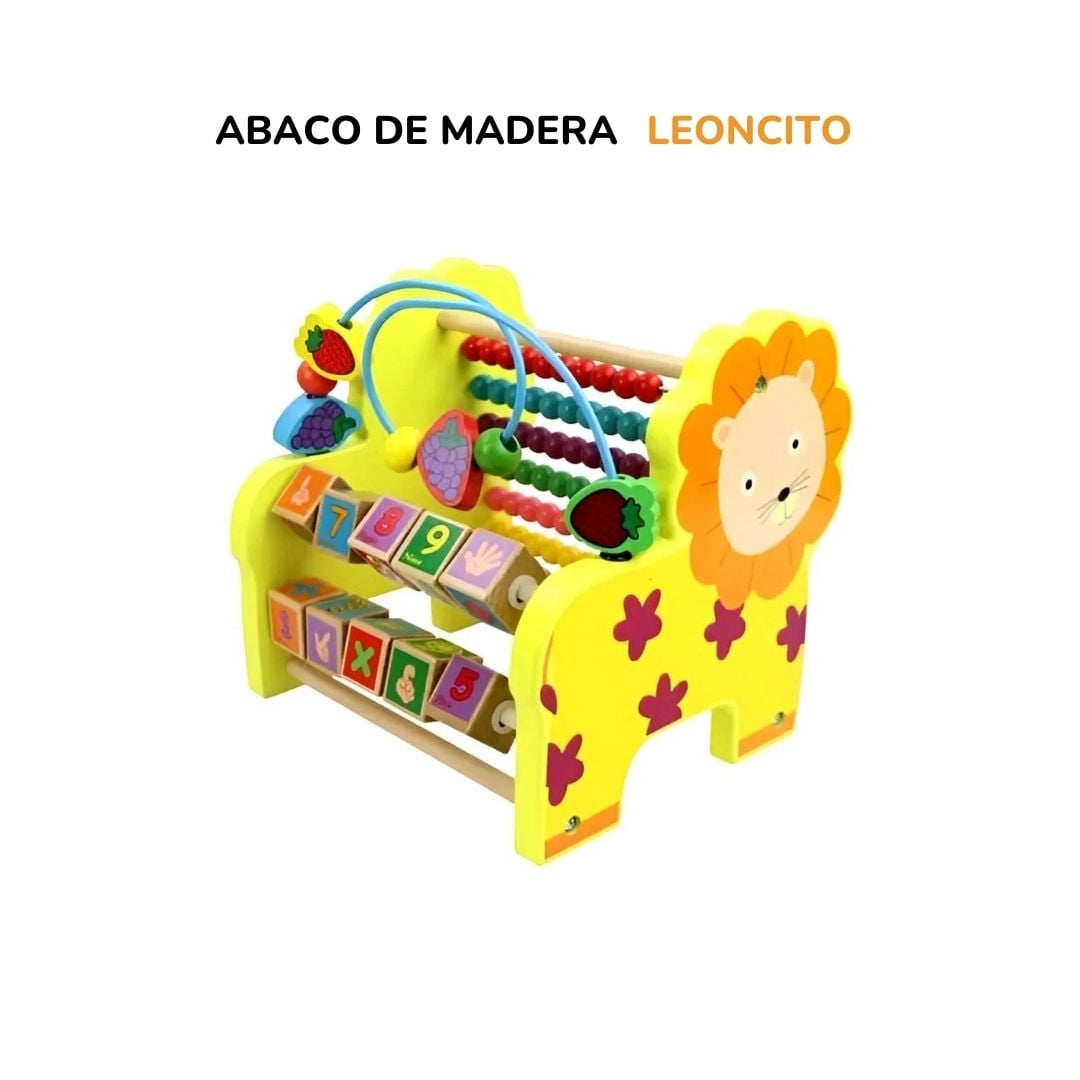 JUEGO DIDÁCTICO LEONCITO ABACO DE MADERA EDUCATIVA - 1