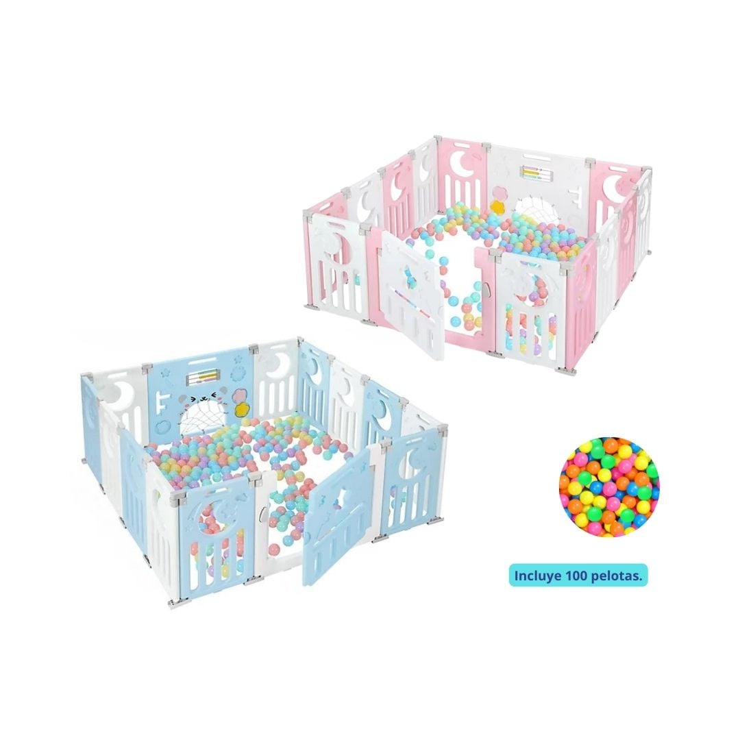 COMBO MELLIZO CORRAL DE JUEGOS CON PELOTAS MIXTO PARA BEBÉS - 1