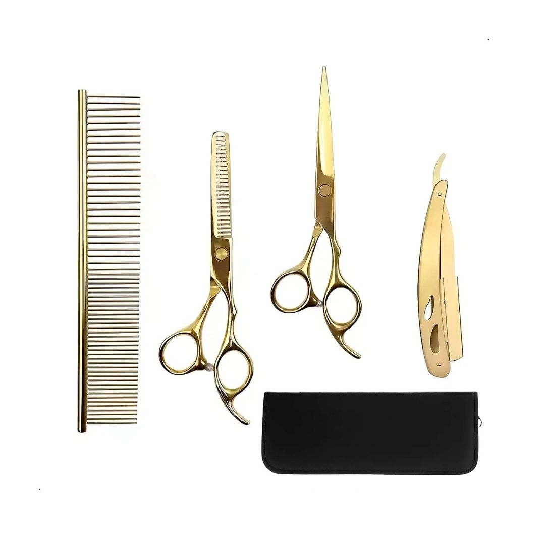 2 SET PREMIUM DE BARBERÍA DORADO CON ESTUCHE PROFESIONAL - 1