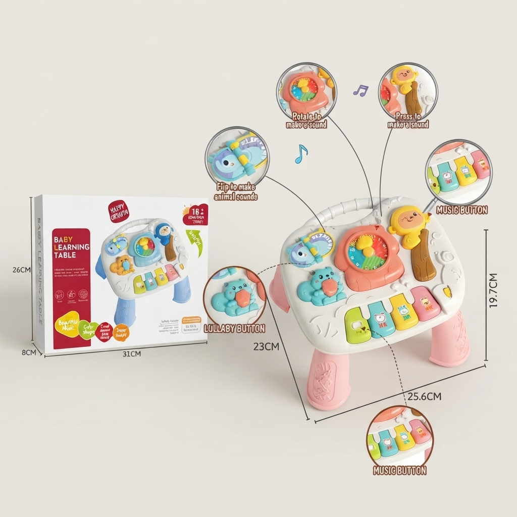 MESA INFANTIL DE ACTIVIDADES DIDÁCTICAS CON PIANO Y JUEGOS INTERACTIVOS - 3