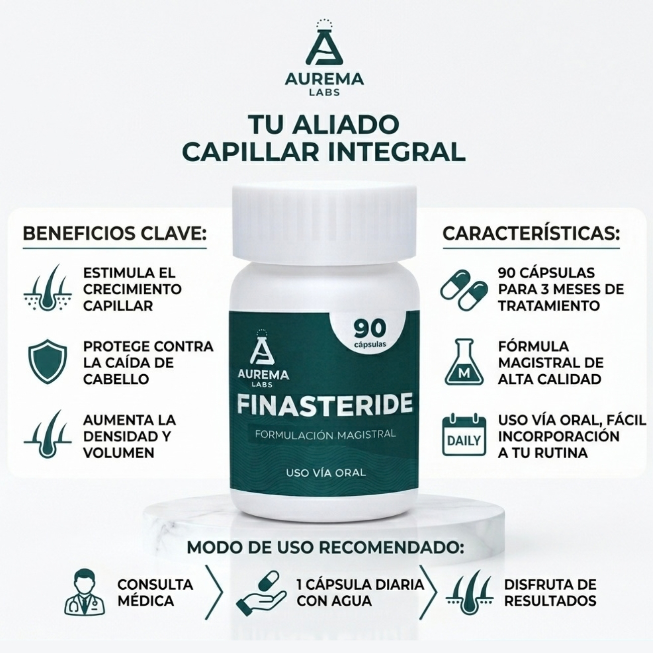 TRATAMIENTO PARA CABELLO FINASTERIDE 1MG - 90 CAPSULAS - 2