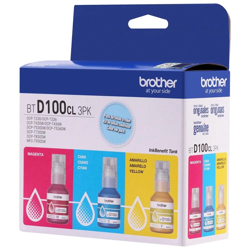 TRIPACK DE TINTAS BROTHER BTD100CL 3PK COLORES - 1