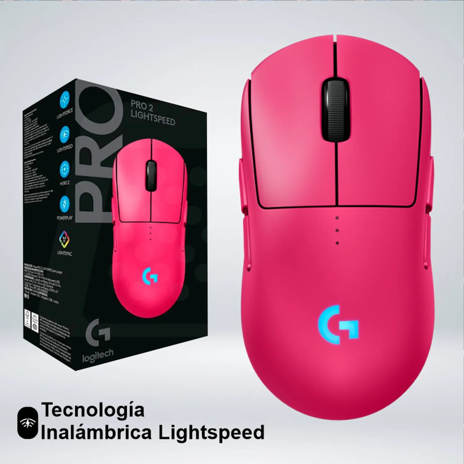 MOUSE LOGITECH G PRO 2 LIGTHSPEED WIRELESS HERO 2 44K LIGHTFORCE / LIGHTSYNC RGB MAGENTA - 1