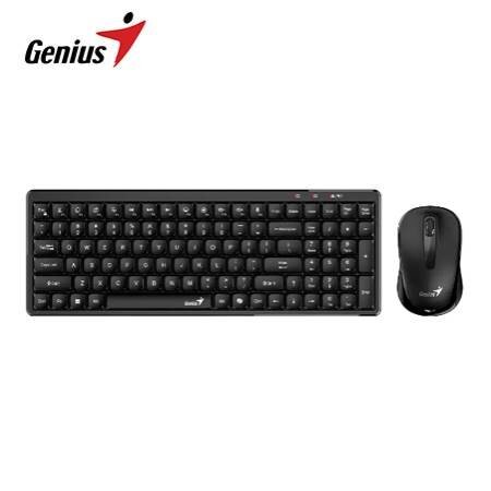 TECLADO GENIUS + MOUSE WIRELESS LUXEMATE Q8100 AI COPILOT COMPACT MULTIMEDIA SP BLACK - 1