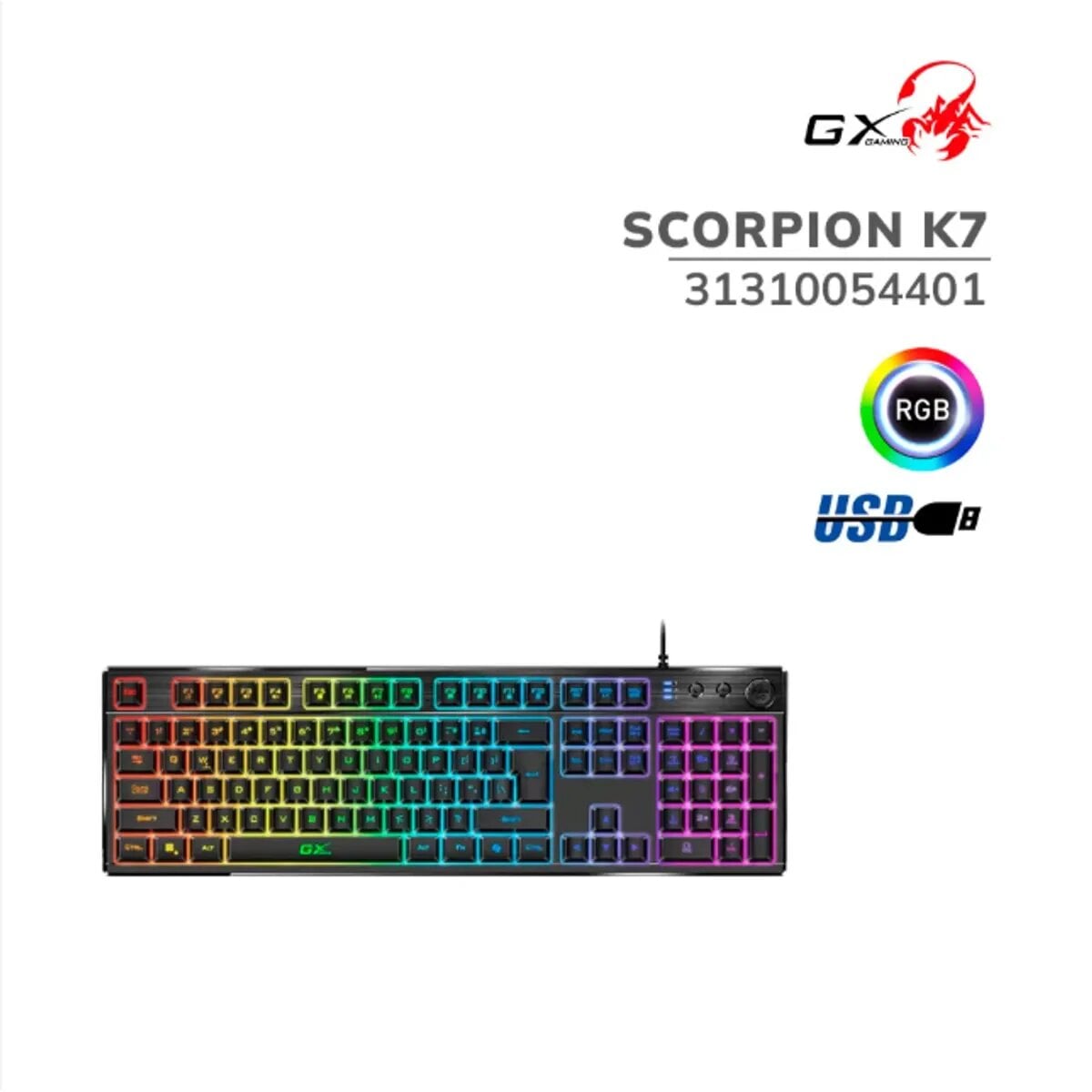 TECLADO GENIUS GX SCORPION K7 AI COPILOT GAMING RGB 19 TECLAS ANTI-GHOSTING MACRO USB SP BLACK - 3