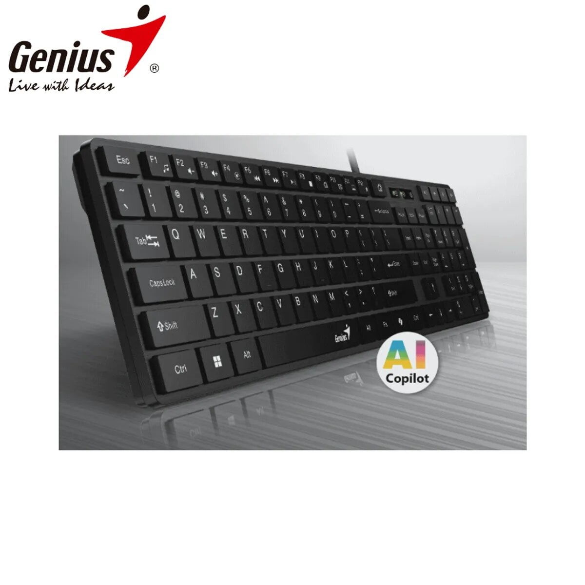 TECLADO GENIUS SMART SLIMSTAR 126 AI COPILOT USB MULTIMEDIA SP BLACK - 2