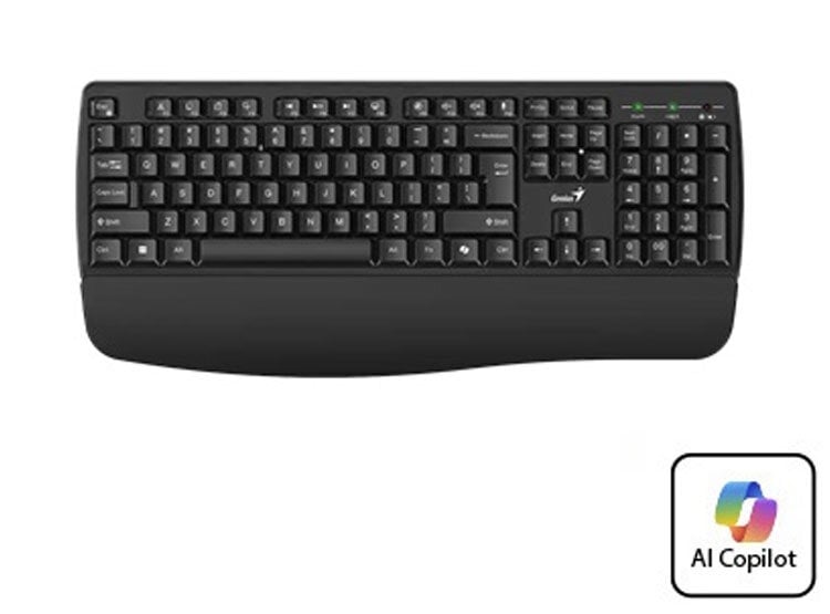 TECLADO GENIUS WIRELESS KB-7123 AI COPILOT MULTIMEDIA USB SP BLACK - 1