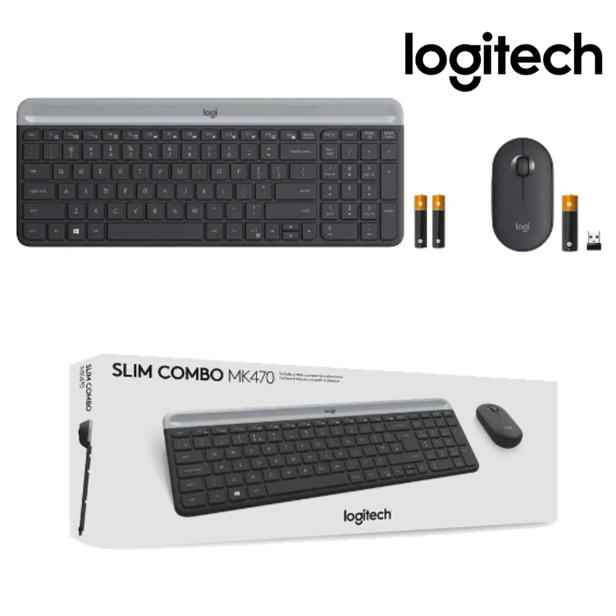 TECLADO LOGITECH + MOUSE MK470 WIRELESS SLIM USB BLACK - 1