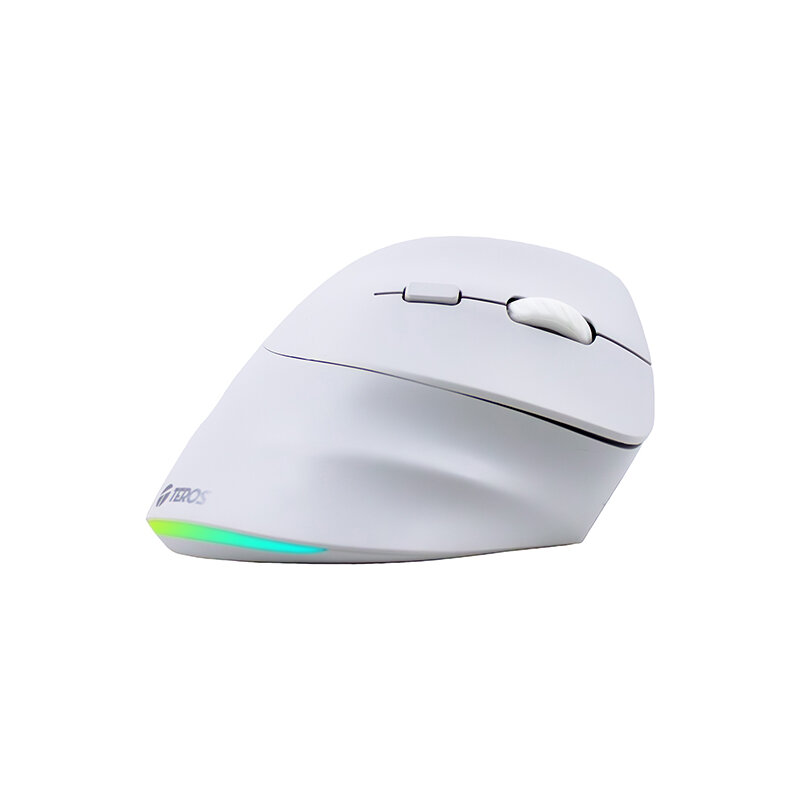 MOUSE INALÁMBRICO TEROS TE-1236S, RGB, BLANCO, 6 BOTONES CON RUEDA - 1