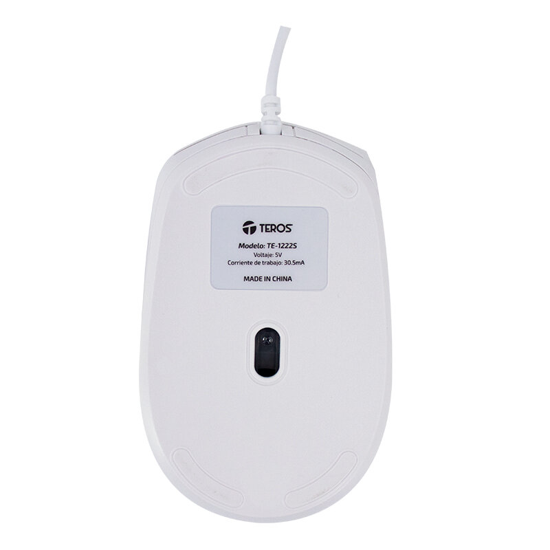 MOUSE ÓPTICO TEROS TE-1225S, 800-1200-1600 DPI, USB, 4 BOTONES, COLOR BLANCO - 4