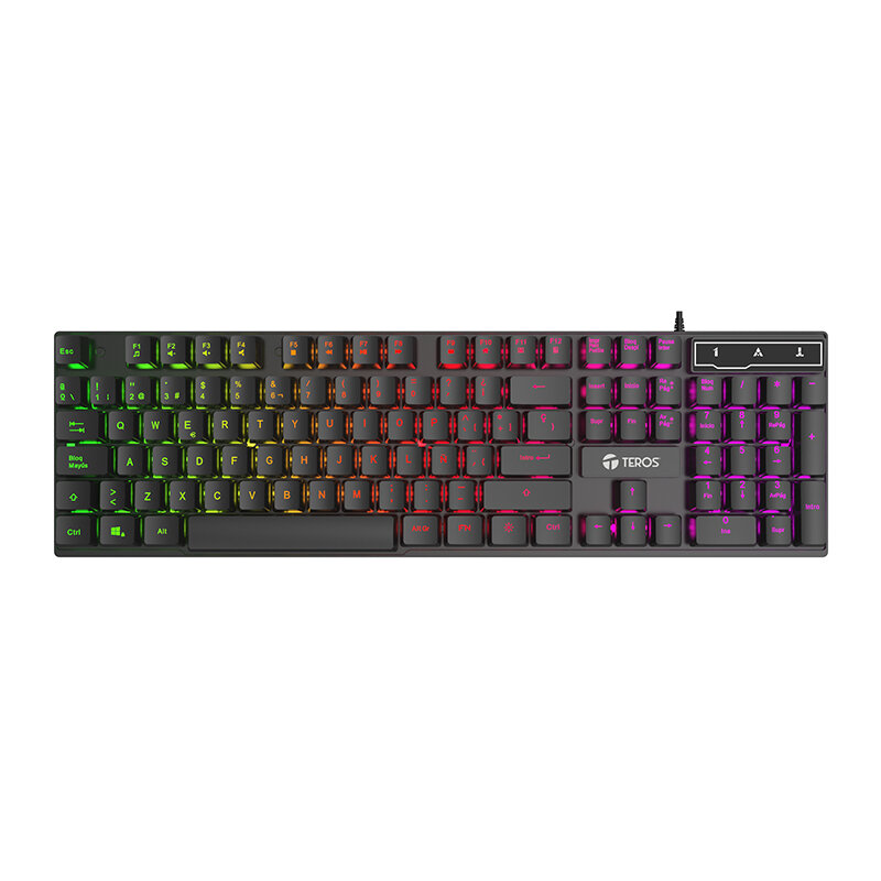 TECLADO GAMER TEROS TE-4072G, RGB, USB, NEGRO - 1