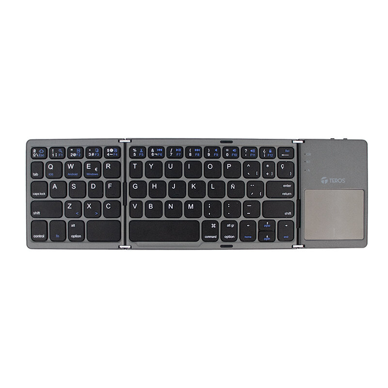 TECLADO INALÁMBRICO PLEGABLE TEROS TE-4075S, BT 3.0, GRIS - 1
