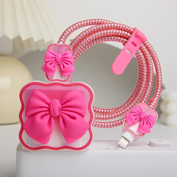 PROTECTOR O CASES DE CARGADOR PARA IPHONE (LAZO FUCSIA) - 2