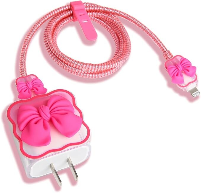 PROTECTOR O CASES DE CARGADOR PARA IPHONE (LAZO FUCSIA) - 3