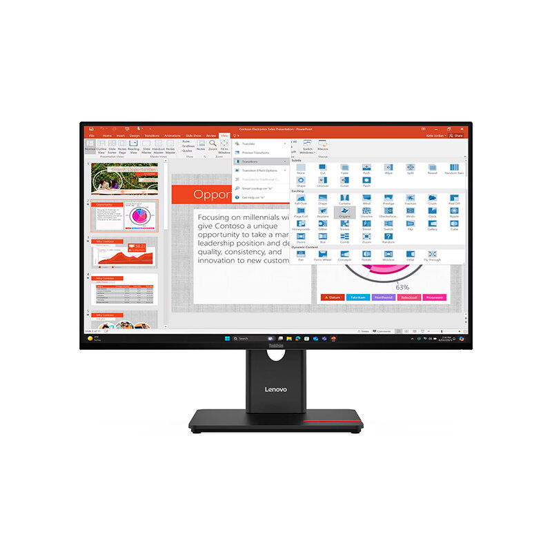 MONITOR PLANO LENOVO THINKVISION T27-40, 27' WLED FHD IPS / HDMI / DP / VGA / USB-C / USB-B - 1