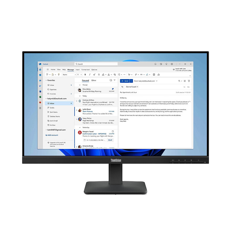 MONITOR PLANO LENOVO THINKVISION S24-4E, 23.8' WLED FHD IPS/HDMI/VGA - 1