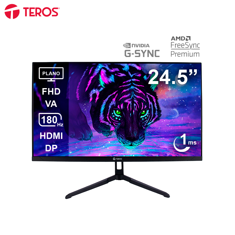 MONITOR PLANO GAMING TEROS TE-2475G 24.5' FHD VA 180HZ 1MS HDMI DP AUDIO OUT - 1