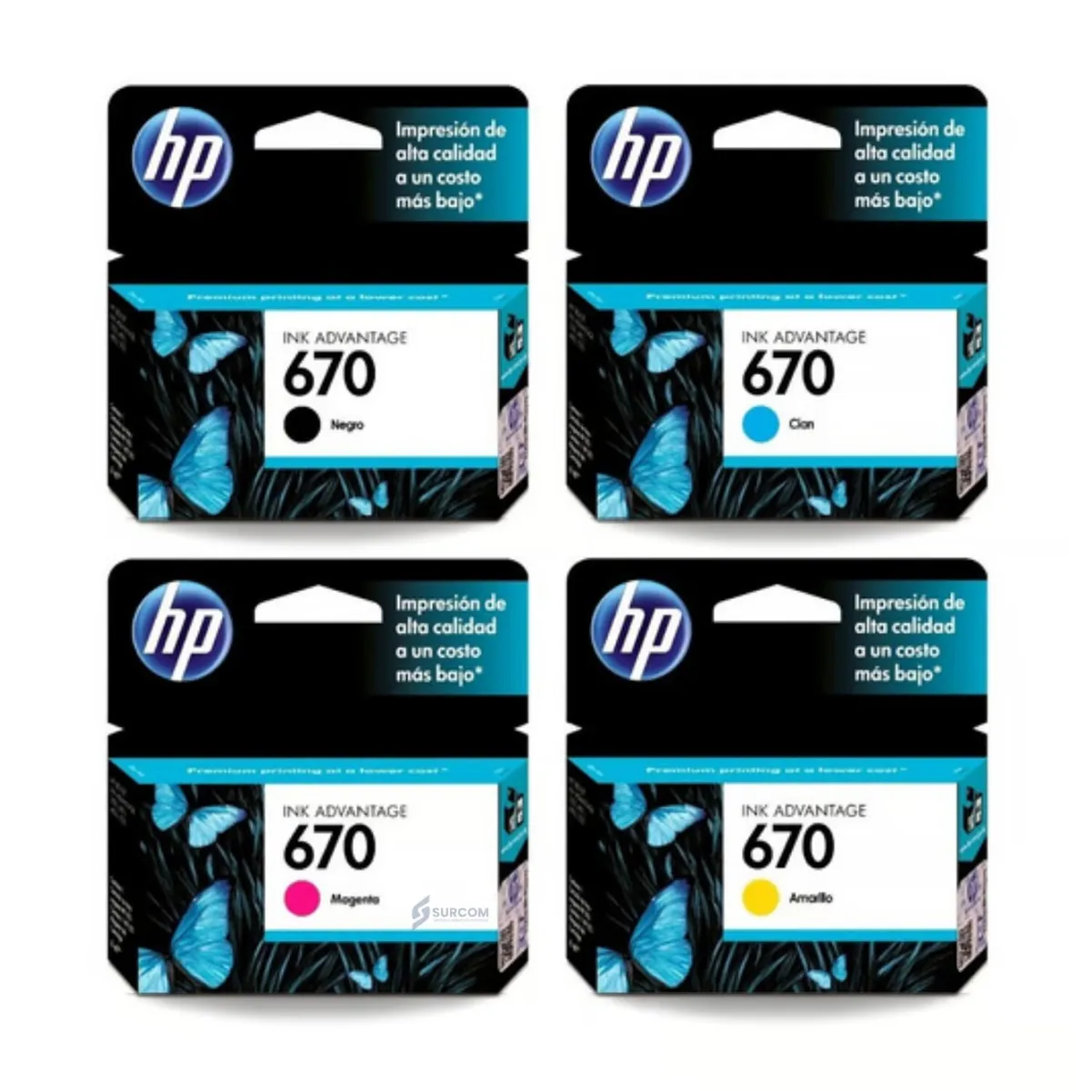 PACK TINTA HP 670 CYAN, MAGENTA, AMARILLO, NEGRO - 1