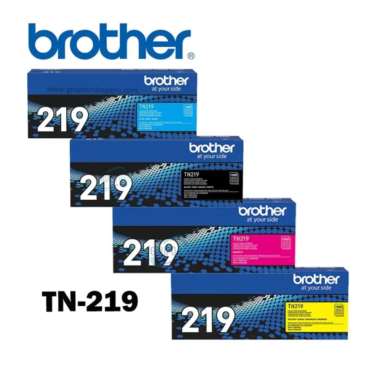 KIT X 4 TONER BROTHER TN-19 NEGRO Y COLORES - 1
