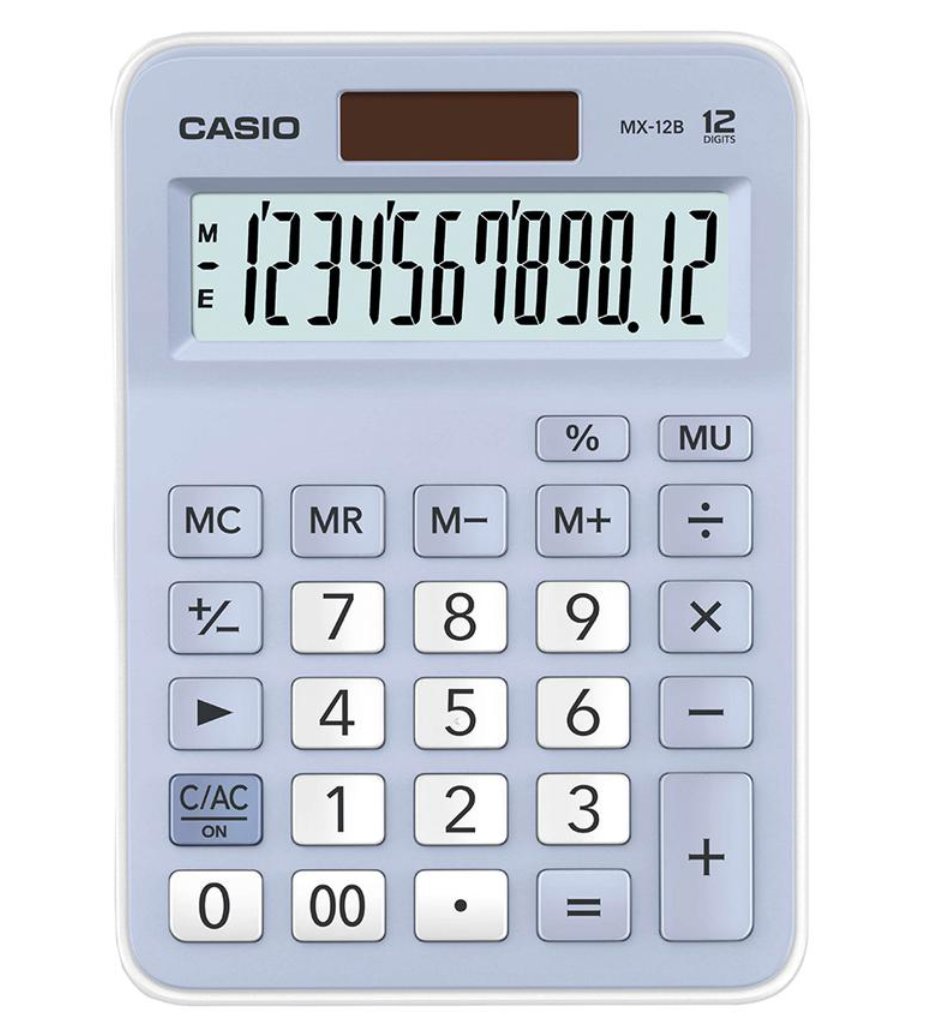 CALCULADORA DE ESCRITORIO CASIO MX-12B-LB CELESTE - 1