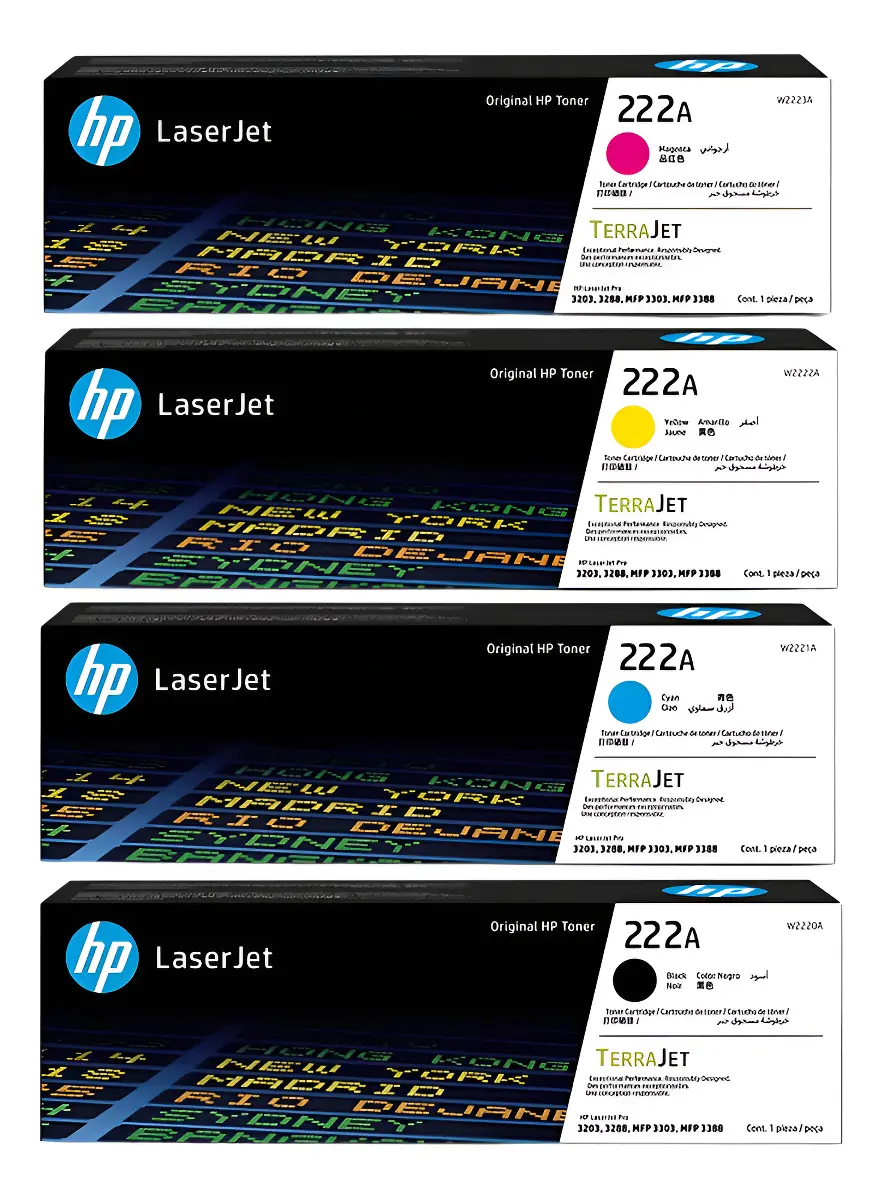 KIT 4 TONER HP 222A NEGRO, CYAN, MAGENTA, YELLOW - 1