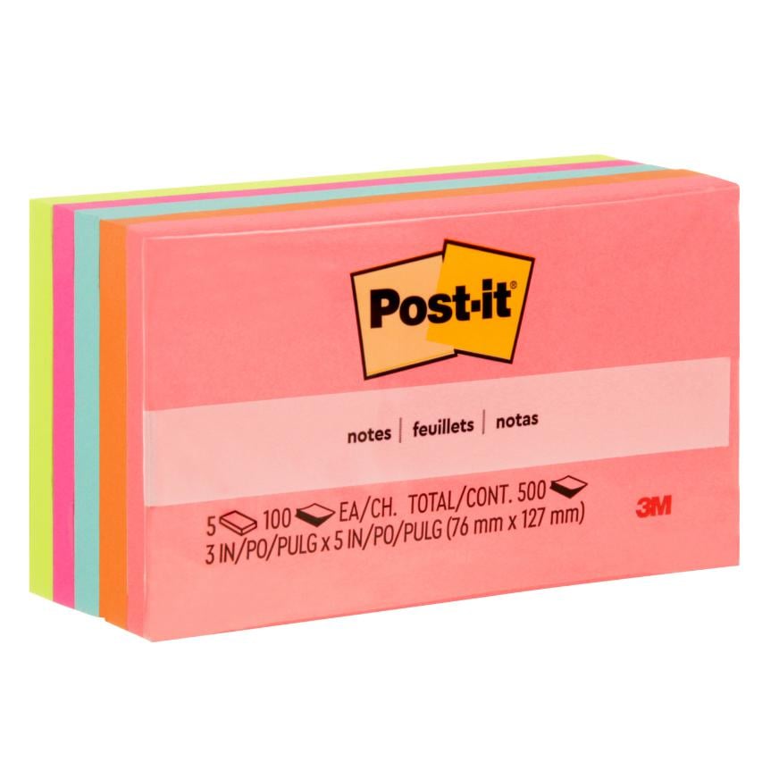 NOTAS ADHESIVAS 3M POST-IT 76 X 127 MM MULTICOLOR 500 HOJAS - 1