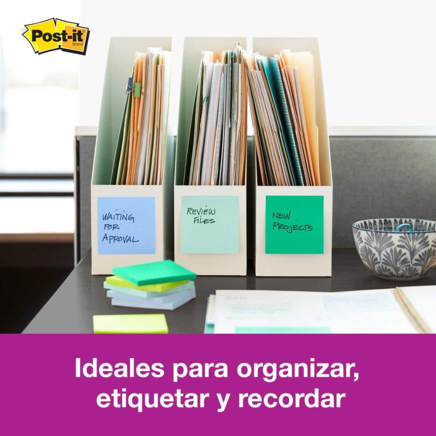 NOTAS ADHESIVAS 3M POST-IT SUPER STICKY 76 X 76 MM COLORES TROPICALES 450 HOJAS - 3